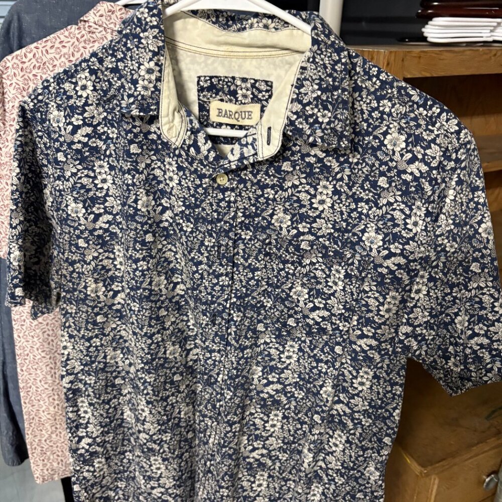 Barque New York Floral Print Short-Sleeve Button-Down